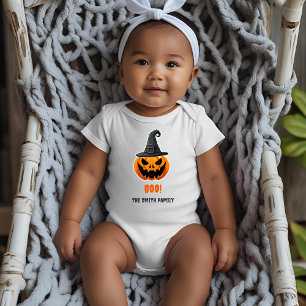 Halloween Pumpkin “BOO!” – Personalised Name Baby Bodysuit