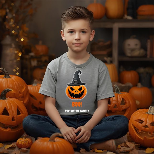 Halloween Pumpkin “BOO!” – Personalised Name T-Shirt (Creator Uploaded)