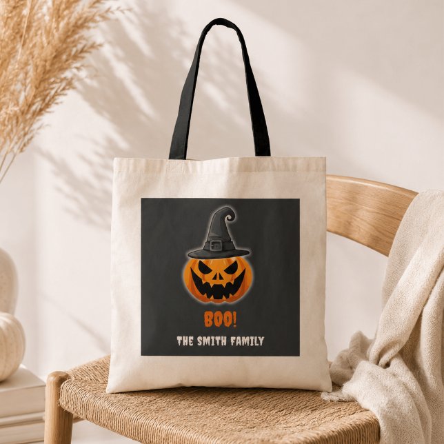 Halloween Pumpkin “BOO!” – Personalised Name Tote Bag (Creator Uploaded)