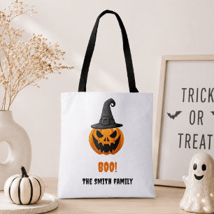 Halloween Pumpkin “BOO!” – Personalised Name Tote Bag