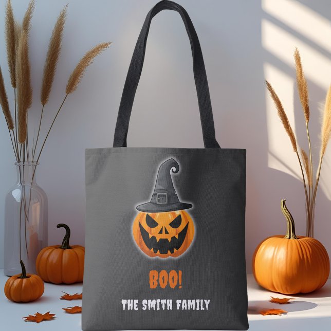 Halloween Pumpkin “BOO!” – Personalised Name Tote Bag (Creator Uploaded)
