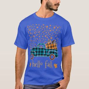 Halloween Pumpkin Buffalo Plaid Truck Hello Fall L T-Shirt