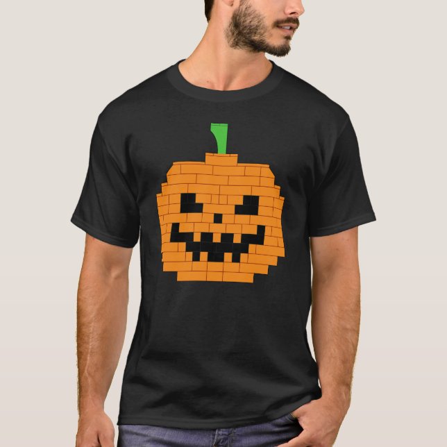 Halloween Pumpkin built from blocks T-Shirt (Front)