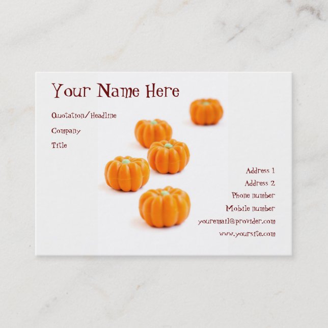 Halloween pumpkin candy business card (Front)