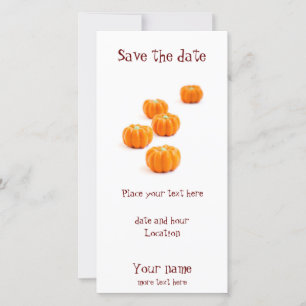 Halloween pumpkin candy save the date