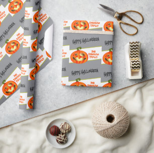 Halloween Pumpkin - cartoon horror personalizable Wrapping Paper