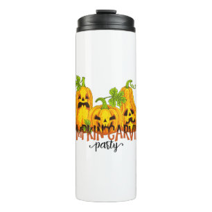 Halloween Pumpkin carving Party Fall Funny Thermal Tumbler