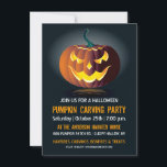 Halloween Pumpkin Carving Party Invitation<br><div class="desc">A glowing jack-o-lantern with a sinister smile invites you to a Halloween Pumpkin Carving Party. All of the text can be change by "customising it". Great for an adult or kids spooky Halloween Party or Birthday Party. Please check my store for more like this.</div>