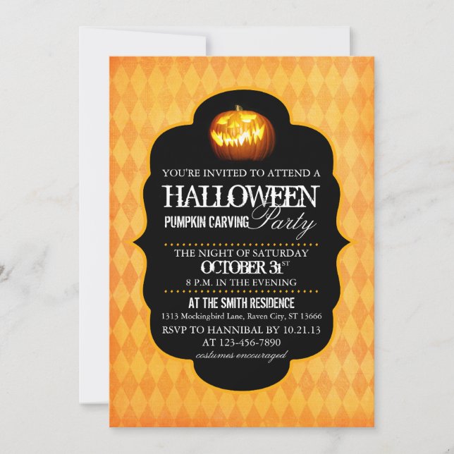 Halloween Pumpkin Carving Party Invitation (Front)
