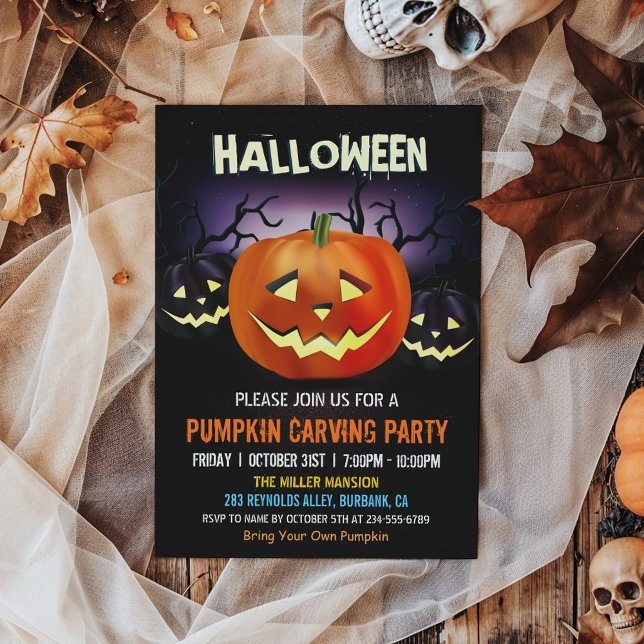 Halloween Pumpkin Carving Party Invitation (Creator Uploaded)