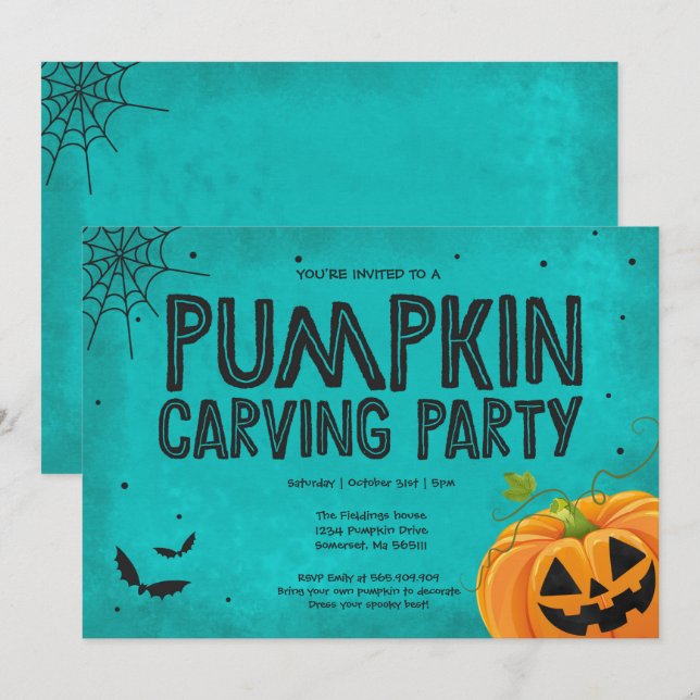 Halloween Pumpkin Carving Party Invitation (Front/Back)