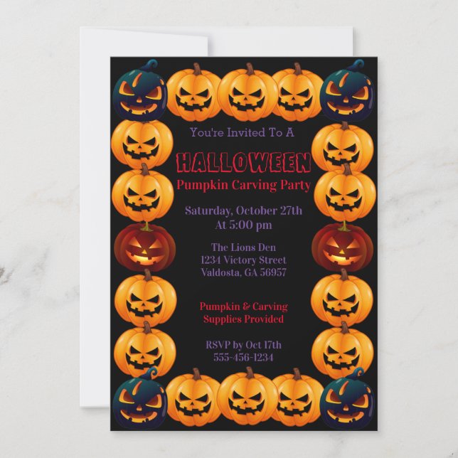 Halloween Pumpkin Carving Party Invitation (Front)