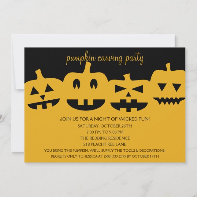 Halloween Pumpkin Carving Party Invitations (Front)