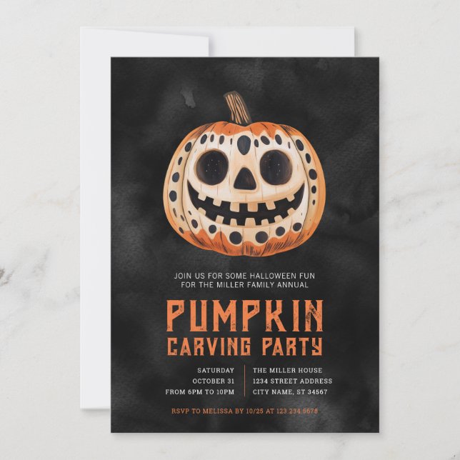 Halloween Pumpkin Carving Party Invitations (Front)