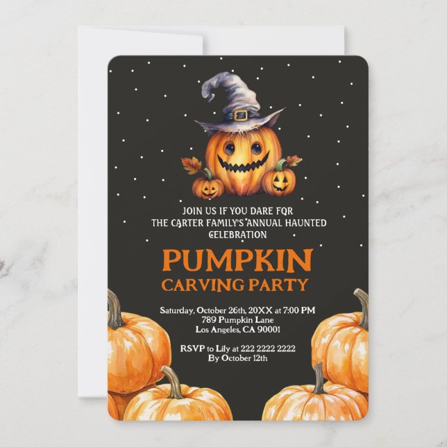 Halloween Pumpkin Carving Party Invite (Front)