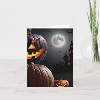 Halloween Pumpkin & Castle Study Holiday Card