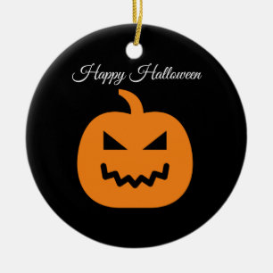 Halloween Pumpkin Cat Cute Orange Ceramic Tree Decoration