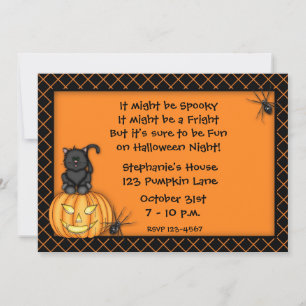 Halloween Pumpkin Cat Invitation