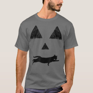 Halloween pumpkin cat jack o lantern face orange  T-Shirt