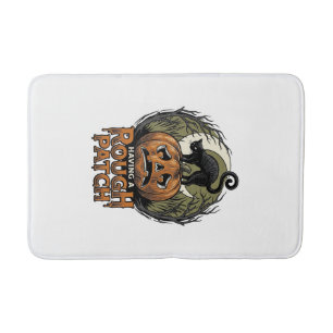 Halloween Pumpkin Cat Rough Patch Vintage Engravin Bath Mat