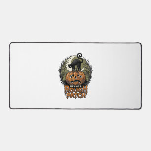 Halloween Pumpkin Cat Rough Patch Vintage Engravin Desk Mat