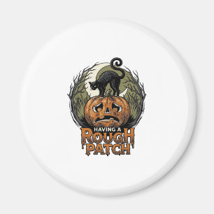 Halloween Pumpkin Cat Rough Patch Vintage Engravin Magnet