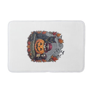 Halloween Pumpkin Cat Skull Grim Reaper Autumn Lea Bath Mat