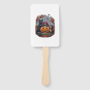 Halloween Pumpkin Cat Skull Grim Reaper Autumn Lea Hand Fan