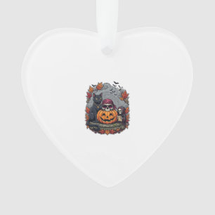 Halloween Pumpkin Cat Skull Grim Reaper Autumn Lea Ornament