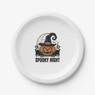 Halloween Pumpkin Cat Witch Hat Vintage Shirt_1 Paper Plate