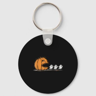 Halloween Pumpkin Chasing Ghost  Key Ring