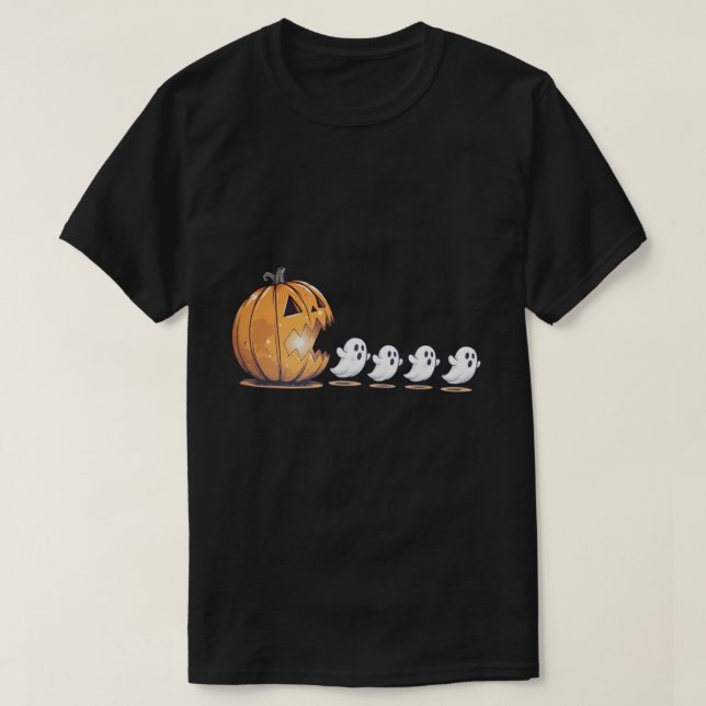 Halloween Pumpkin Chasing Ghost Png, Halloween  T-Shirt (Design Front)