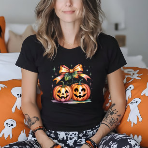 Halloween Pumpkin Cherries Fall Autumn Watercolor T-Shirt