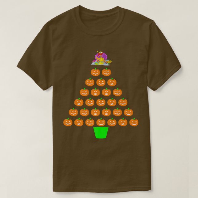 Halloween Pumpkin Christmas Tree Thanksgiving Turk T-Shirt (Design Front)