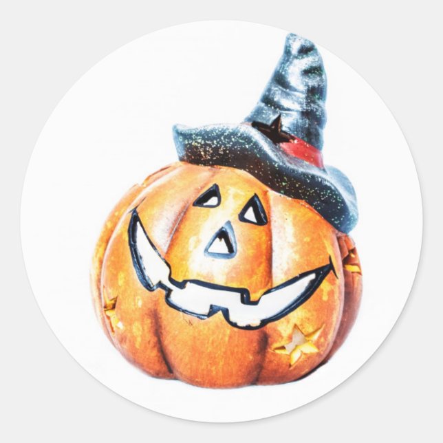 Halloween Pumpkin Classic Round Sticker (Front)