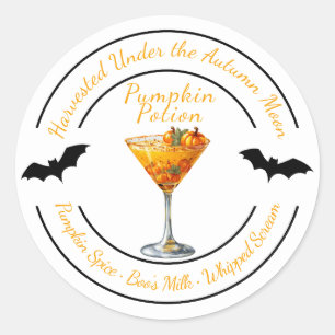 Halloween   Pumpkin Cocktail   Spooky Fall Drink  Classic Round Sticker