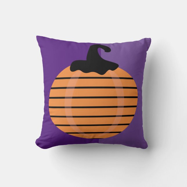 Halloween Pumpkin Colorblock Orange  Throw Pillow (Front)