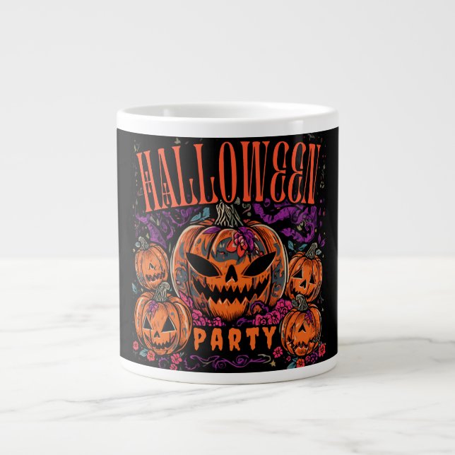 Halloween, Pumpkin Coven Bloom, Gothic Large Coffee Mug (Front)