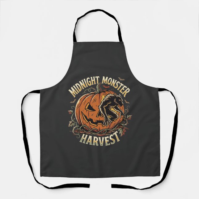Halloween Pumpkin Creature Night Apron (Front)