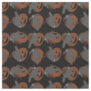 halloween pumpkin crows birds fabric