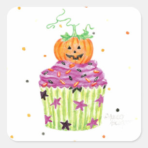 Halloween Pumpkin Cupcake Stickers