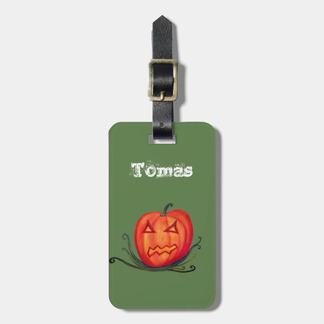 Halloween ,Pumpkin Custom Name Luggage Tags (Front Vertical)
