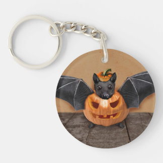 Halloween Pumpkin Cute Bat Key Ring