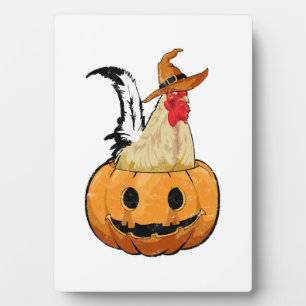 Halloween Pumpkin Cute Witch Chicken Plaque