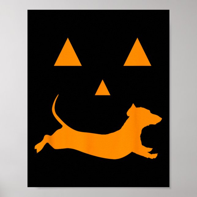Halloween Pumpkin Dachshund Jack-o-lantern  Costum Poster (Front)