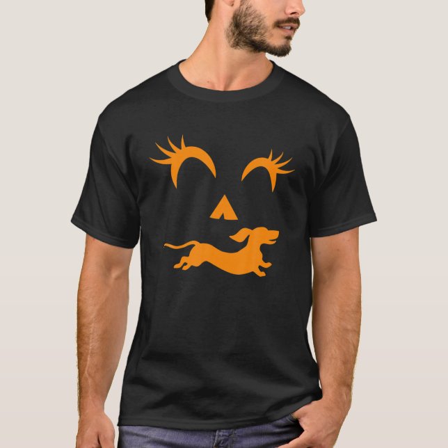Halloween Pumpkin Dachshund Jack-o-lantern T-Shirt (Front)