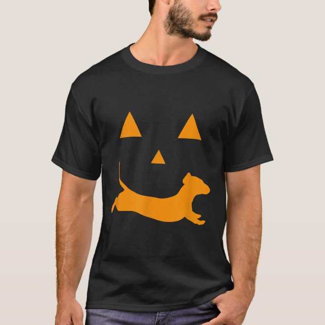 Halloween Pumpkin Dachshund Jackolantern T-Shirt (Front)