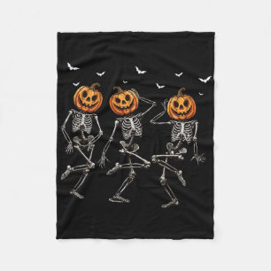 Halloween Pumpkin Dancing Skeleton Costume Women M Fleece Blanket