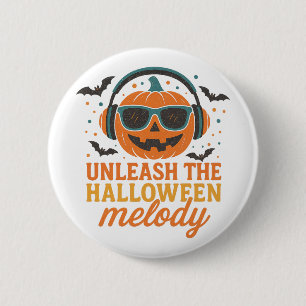 Halloween Pumpkin DJ Unleash Melody Music 6 Cm Round Badge