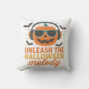 Halloween Pumpkin DJ Unleash Melody Music Cushion